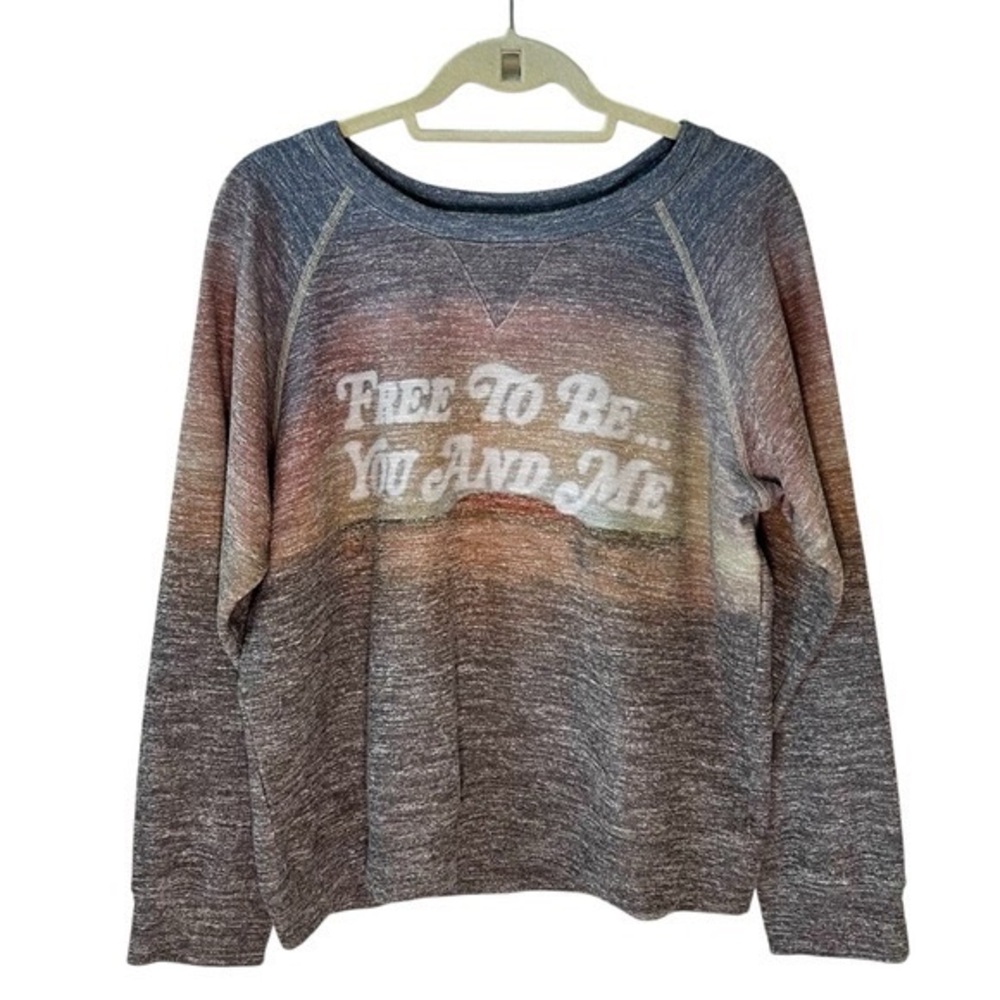 MOTHER Multicolor Heathered Crewneck Sweatshirt - Gray, Blue, Brown